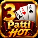 3 Patti Hot game interface showing cards, chips, and online multiplayer table
